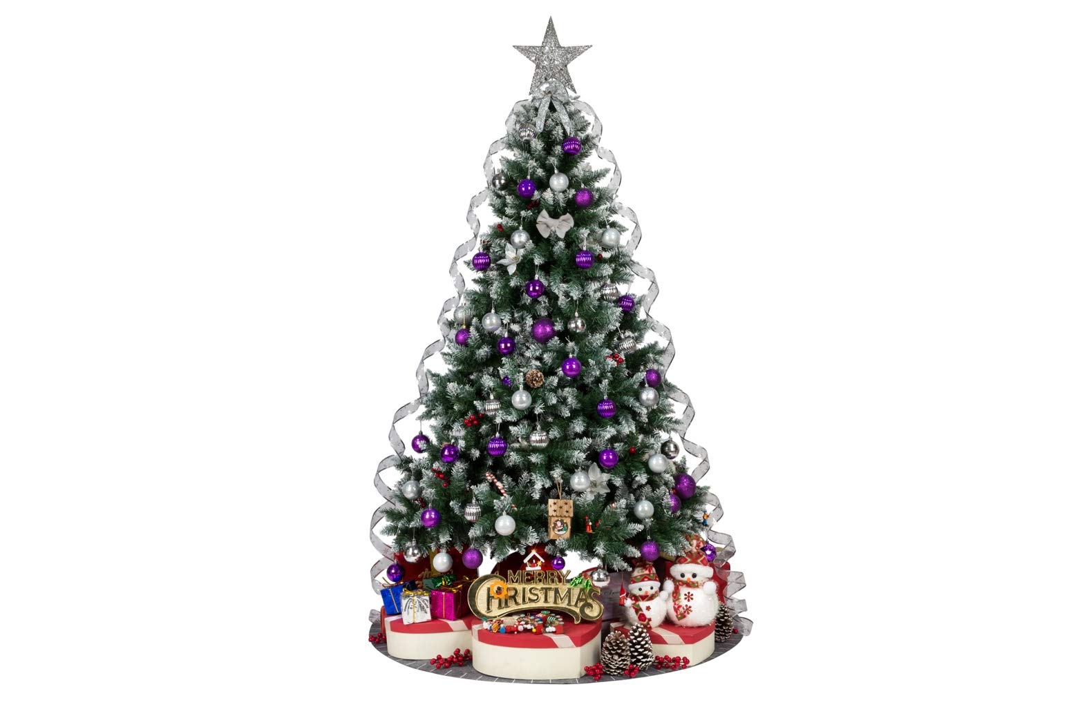 AUXO-FUN 28ct Shatterproof Christmas Ball Ornaments in 4 Classic Finishes for Christmas Tree Decoration (Purple, 2.36 Regular Si